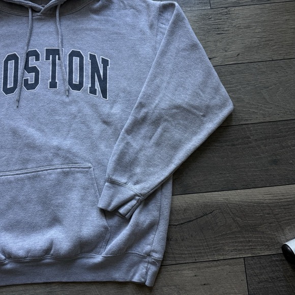 John Galt/Brandy Melville BOSTON Sweatshirt Hoodie Oversized Heather Gray OSFM - Picture 4 of 9
